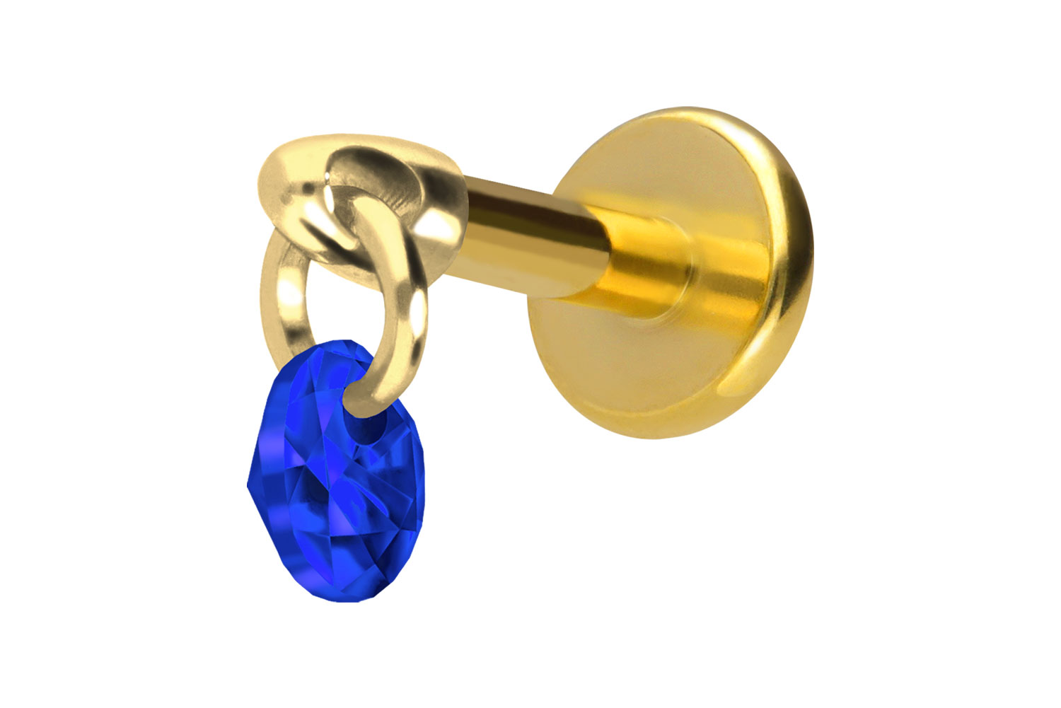 Titan Labret Piercing mit Innengewinde RUNDER KRISTALL